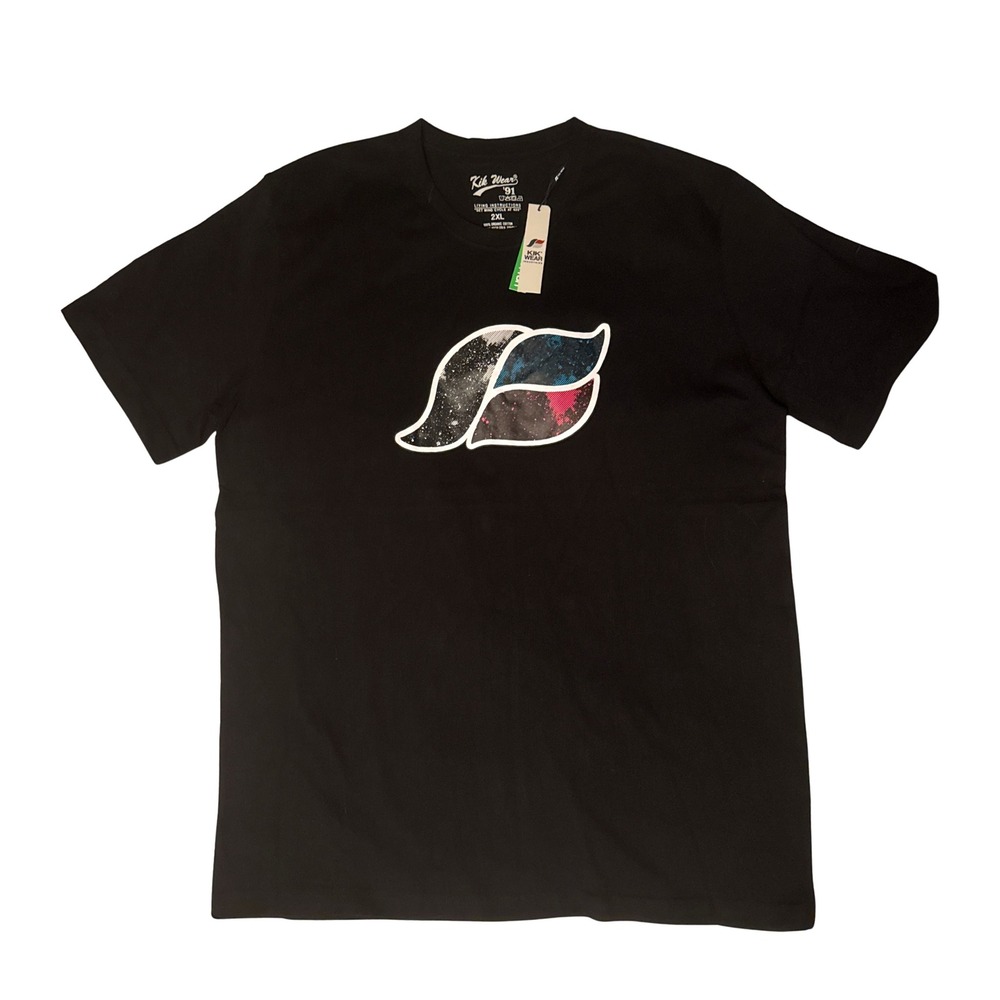 Kikwear 91 Mens 2XL Black Organic Cotton Galaxy Wave Graphic T-Shirt New Tag